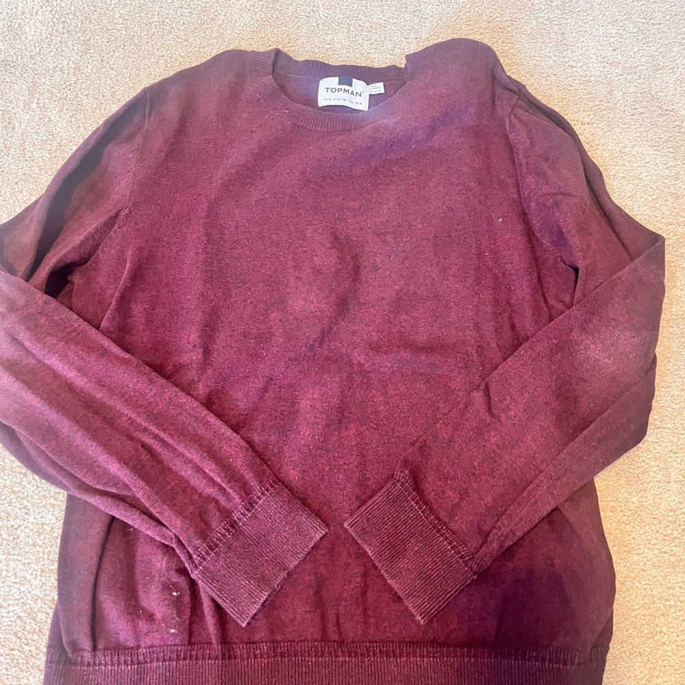Topman Deep Red Crewneck Sweater